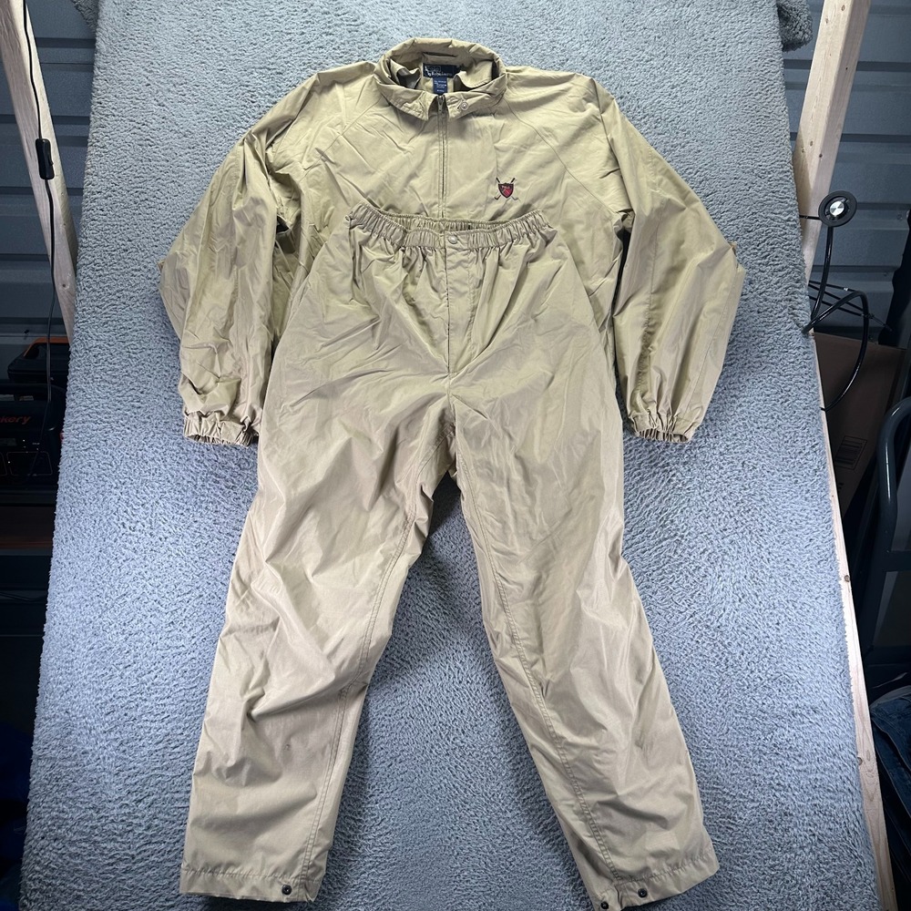 Vintage Polo Ralph‎ Lauren 2PC Track Suit Mens XL Beige Nylon Windbreaker Vented